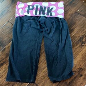 PINK Victoria's Secret Vintage Black and Pink Leggings with Tie-Dye Waistband